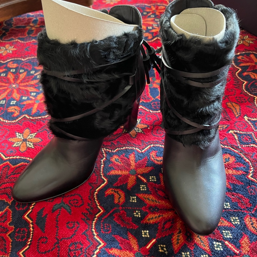Ralph Lauren Collection Black Fur Bootie